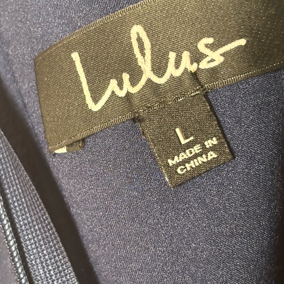 Lulu's Navy Satin Ruffle Mini Dress - Picture 5 of 15